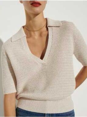 The Reset R Label Eco Polo Sweater Size Small Cotton Linen Knit